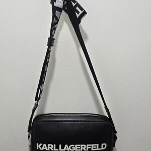 Karl Lagerfeld Black Crossbody with Logo Strap